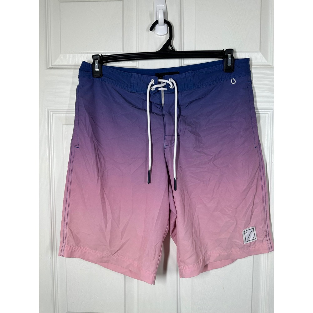 American Eagle Board Shorts Women M Pink Purple Ombre Swim Trunks Good Condition